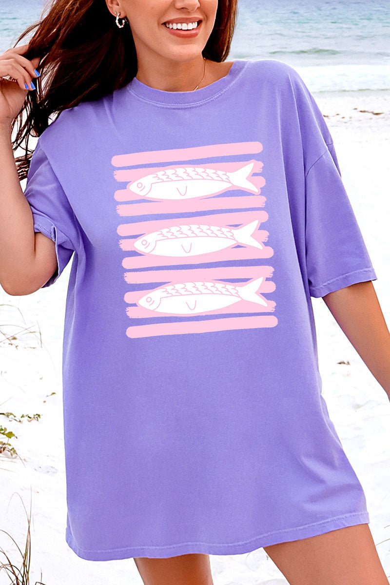 Preppy Pink Fish Comfort Colors Adult Ring - Spun Cotton Tee - Wholesale Accessory Market