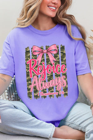 Rejoice Always Girly Camo Comfort Colors Adult Ring-Spun Cotton Tee - Wholesale Accessory Market
