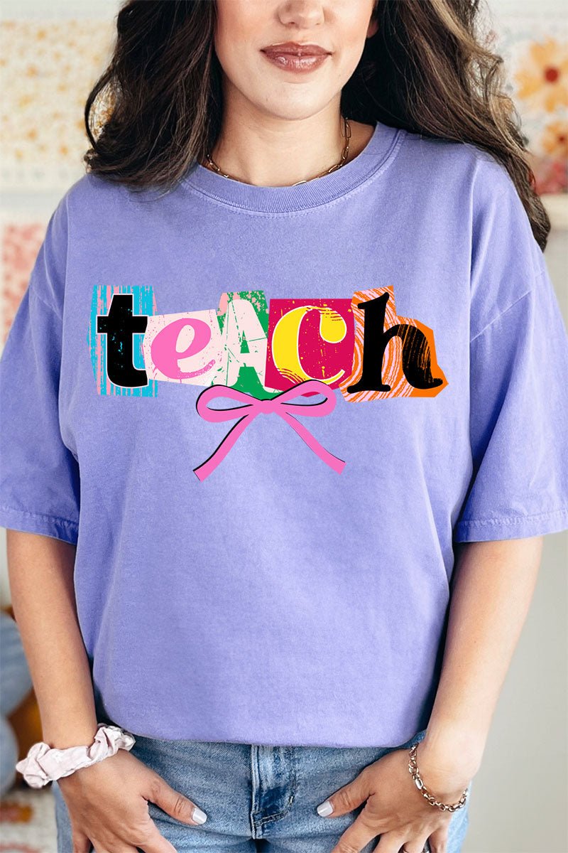 Retro Teach Ribbon Comfort Colors Adult Ring - Spun Cotton Tee - Wholesale Accessory Market