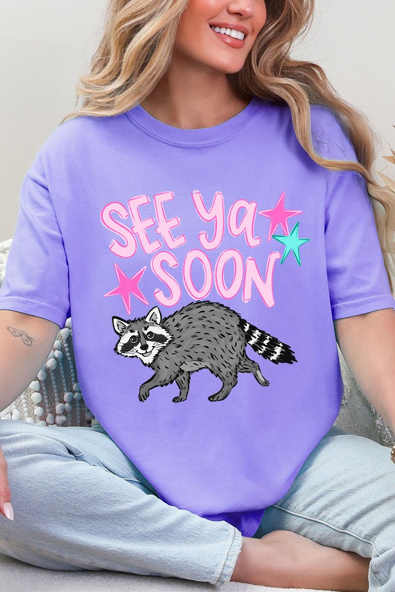 See You Soon Raccoon Full Front & Back Design Comfort Colors Adult Ring - Spun Cotton Tee - Wholesale Accessory Market