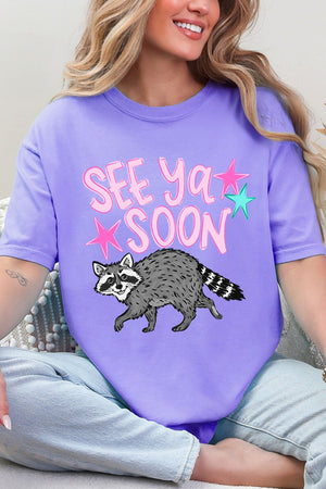 See You Soon Raccoon Full Front & Back Design Comfort Colors Adult Ring - Spun Cotton Tee - Wholesale Accessory Market