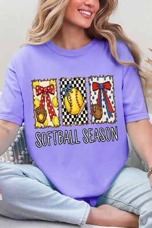 Softball Season Ribbon Comfort Colors Adult Ring - Spun Cotton Tee - Wholesale Accessory Market