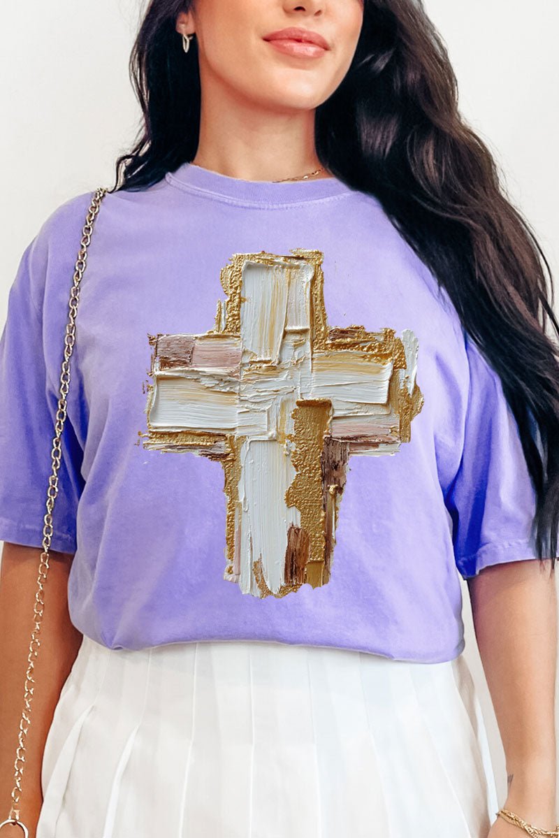 The Painted Gilded Cross Comfort Colors Adult Ring - Spun Cotton Tee - Wholesale Accessory Market