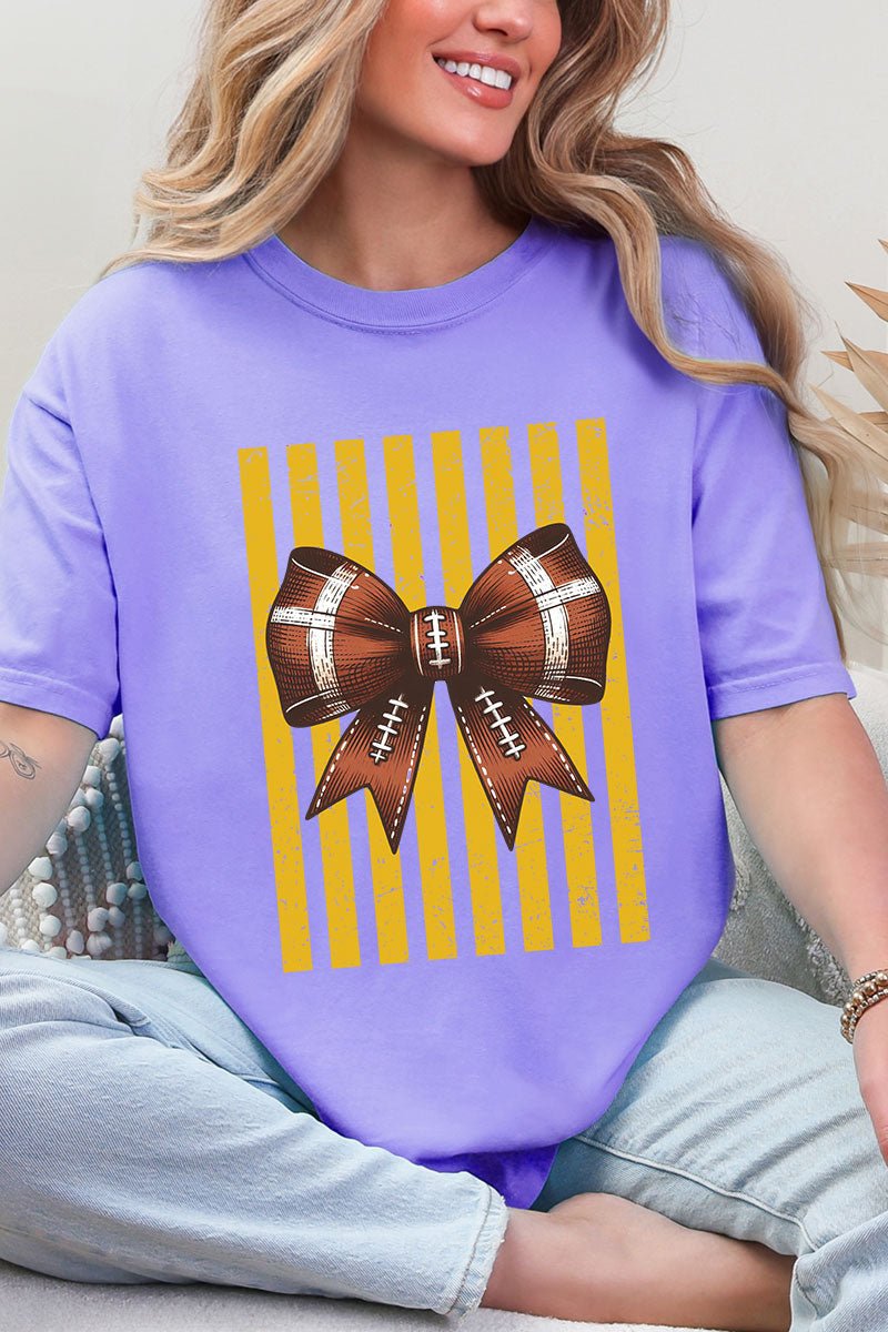 Yellow Gold Varsity Bow Comfort Colors Adult Ring-Spun Cotton Tee - Wholesale Accessory Market