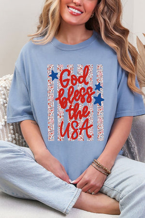 Floral God Bless The USA Comfort Colors Adult Ring - Spun Cotton Tee - Wholesale Accessory Market