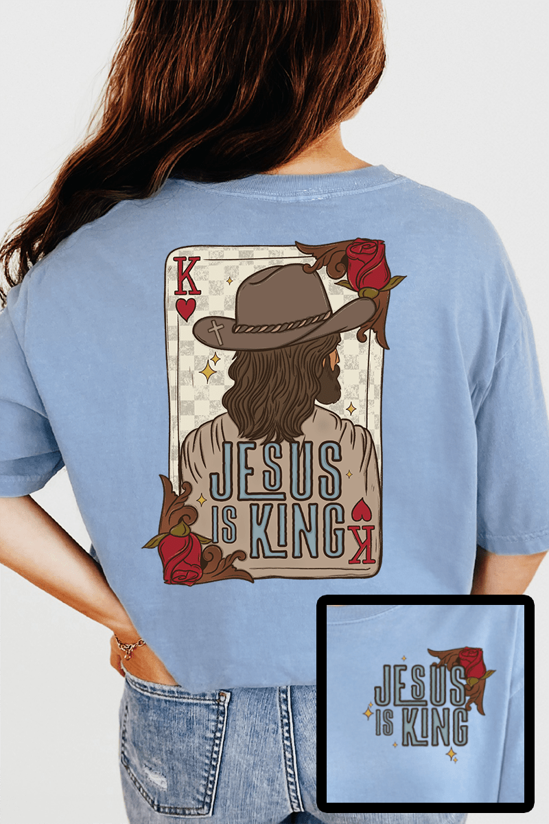 Jesus Is King Front & Back Comfort Colors Adult Ring - Spun Cotton Tee - Wholesale Accessory Market