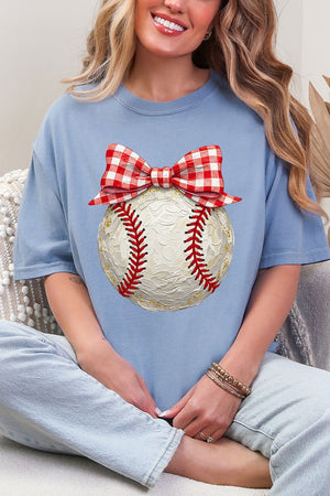 Painted Baseball Bow Comfort Colors Adult Ring - Spun Cotton Tee - Wholesale Accessory Market