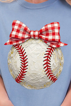 Painted Baseball Bow Comfort Colors Adult Ring - Spun Cotton Tee - Wholesale Accessory Market