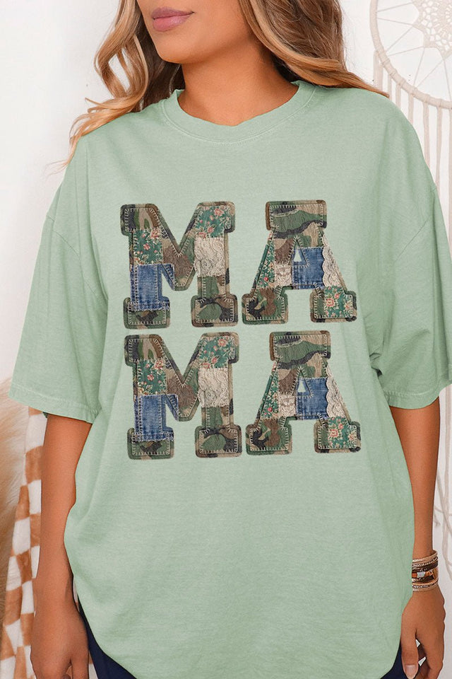 Patchwork Camo Mama Comfort Colors Adult Ring - Spun Cotton Tee - Wholesale Accessory Market