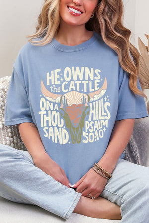 Peach He Owns The Cattle Comfort Colors Adult Ring - Spun Cotton Tee - Wholesale Accessory Market