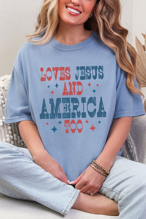 Retro Loves Jesus & America Too Comfort Colors Adult Ring-Spun Cotton Tee - Wholesale Accessory Market