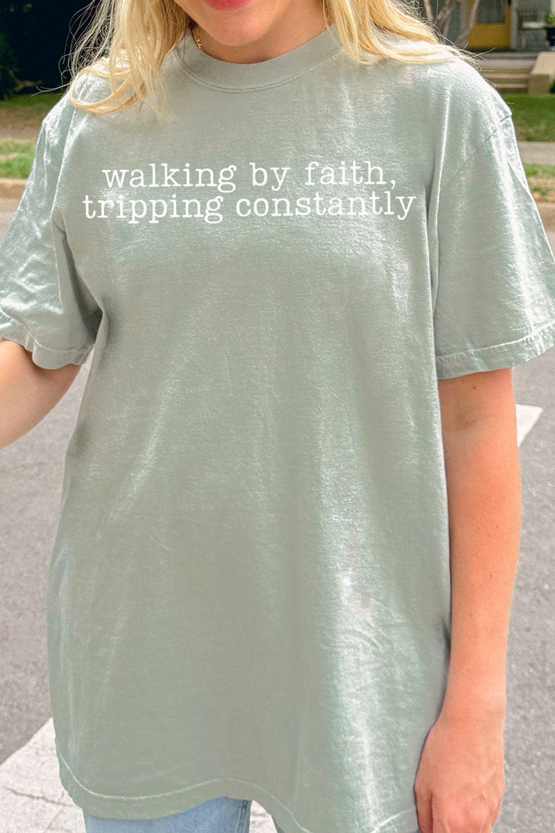 Walking By Faith Comfort Colors Adult Ring - Spun Cotton Tee - Wholesale Accessory Market