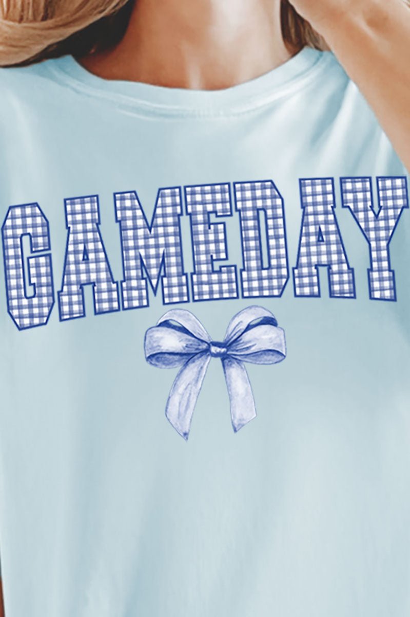 Blue Gingham Gameday Comfort Colors Adult Ring - Spun Cotton Tee - Wholesale Accessory Market
