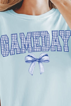 Blue Gingham Gameday Comfort Colors Adult Ring - Spun Cotton Tee - Wholesale Accessory Market