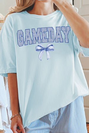 Blue Gingham Gameday Comfort Colors Adult Ring - Spun Cotton Tee - Wholesale Accessory Market