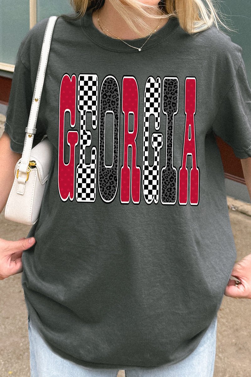 Checkered & Cheetah Georgia Comfort Colors Adult Ring - Spun Cotton Tee - Wholesale Accessory Market