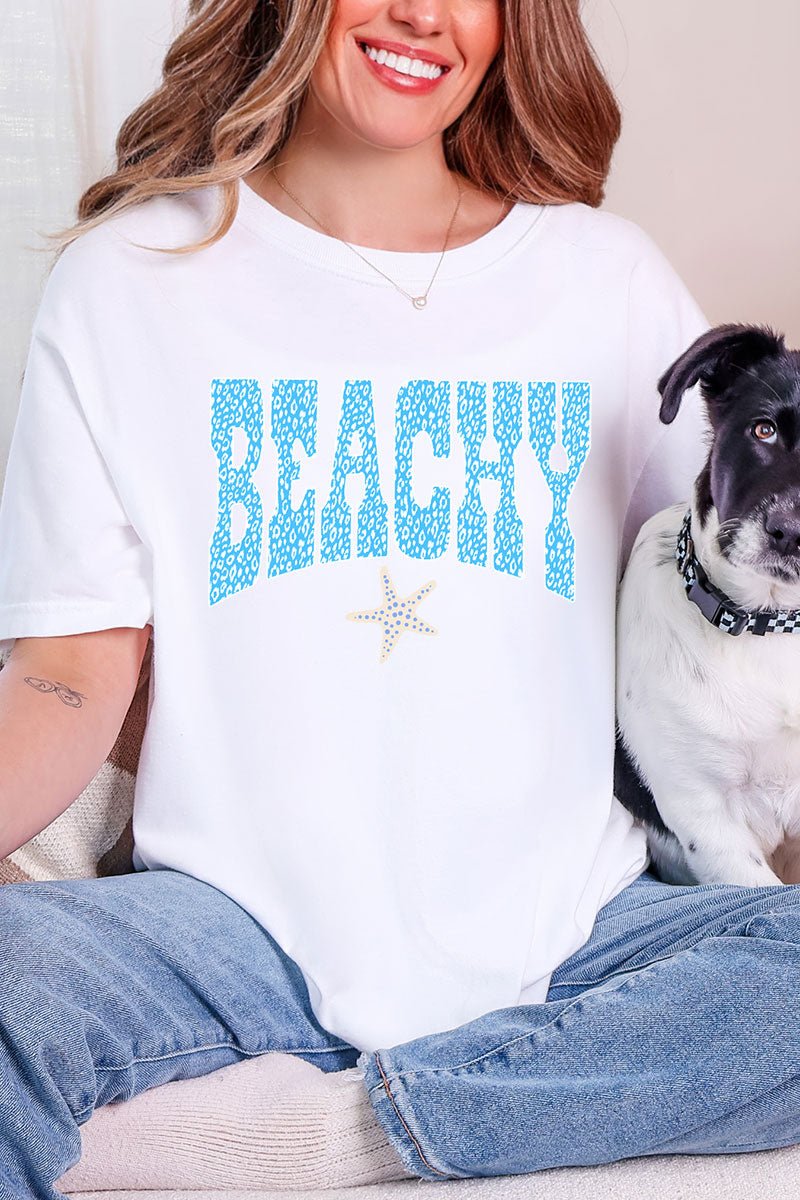 Coastal Beachy Leopard Comfort Colors Adult Ring - Spun Cotton Tee - Wholesale Accessory Market