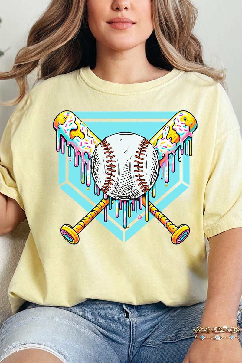 Drippy Baseball Home Plate Comfort Colors Adult Ring - Spun Cotton Tee - Wholesale Accessory Market