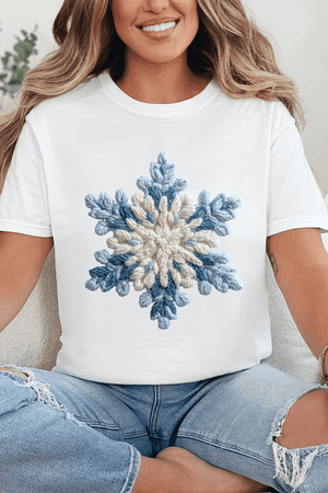 Faux Yarn Snow Day Snowflake Comfort Colors Adult Ring - Spun Cotton Tee - Wholesale Accessory Market
