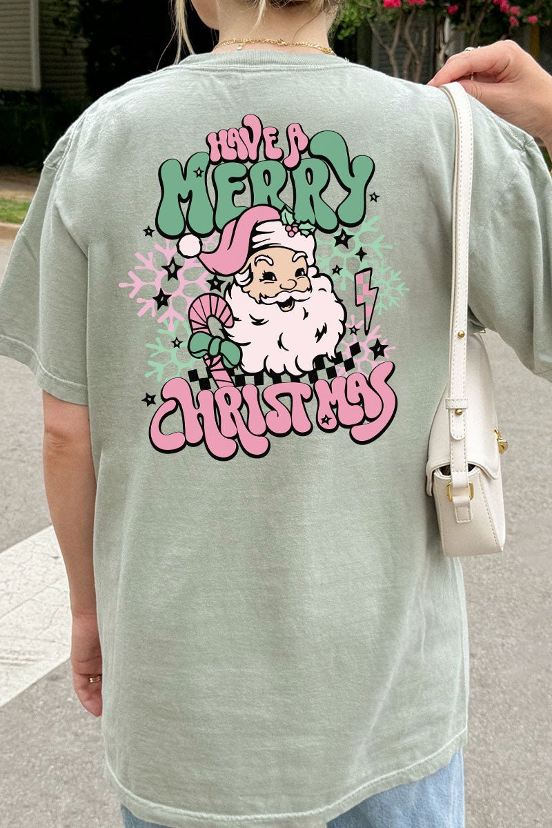 Groovy Merry Christmas Front & Back Comfort Colors Adult Ring - Spun Cotton Tee - Wholesale Accessory Market
