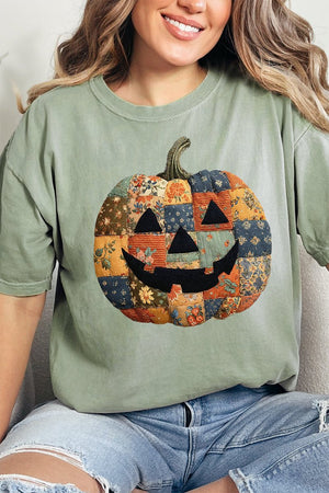 Faux Quilted Pumpkin Comfort Colors Adult Ring - Spun Cotton Tee - Wholesale Accessory Market