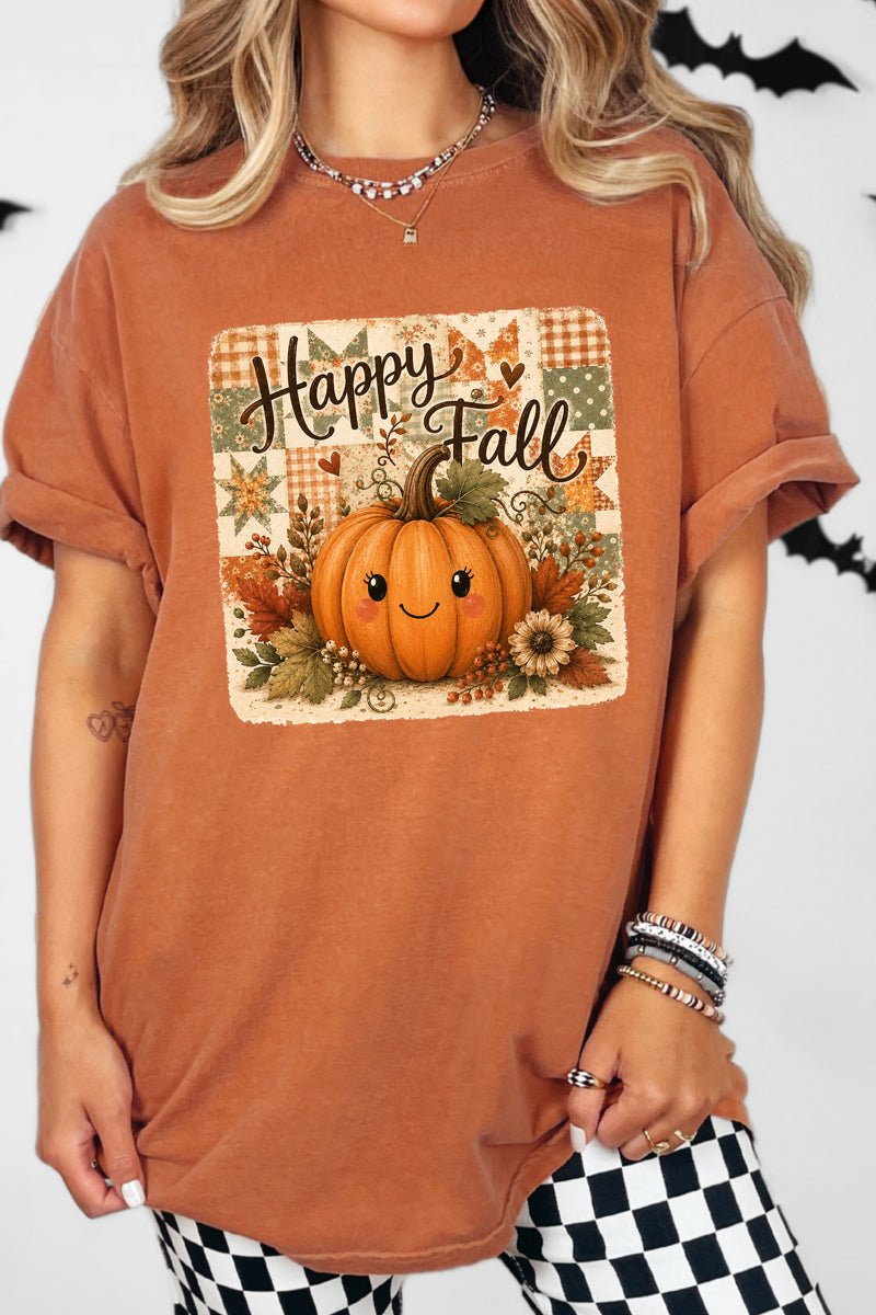 Happy Pumpkin Patchwork Comfort Colors Adult Ring-Spun Cotton Tee - Wholesale Accessory Market