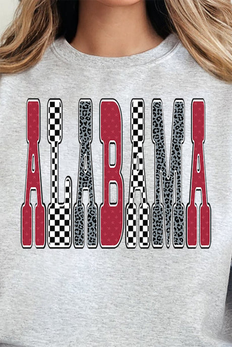 Checkered & Cheetah Alabama Heavy - weight Crew Sweatshirt - Wholesale Accessory Market