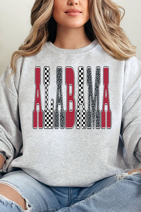 Checkered & Cheetah Alabama Heavy - weight Crew Sweatshirt - Wholesale Accessory Market