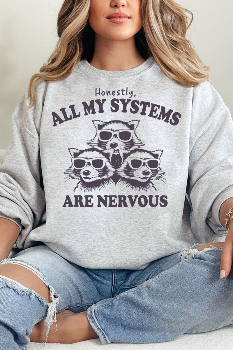 All My Systems Are Nervous Heavy Blend Crew Sweatshirt - Wholesale Accessory Market