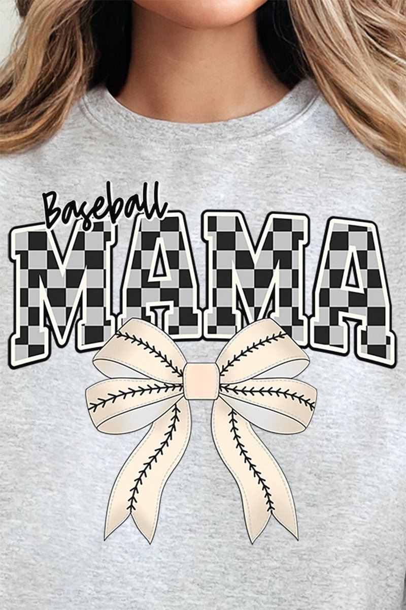 Baseball Checkered Mama Heavy - weight Crew Sweatshirt - Wholesale Accessory Market