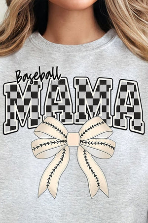 Baseball Checkered Mama Heavy - weight Crew Sweatshirt - Wholesale Accessory Market