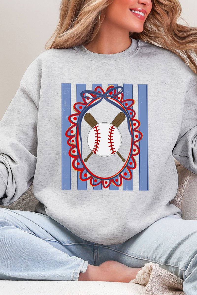 Baseball Stripes Heavy Blend Crew Sweatshirt - Wholesale Accessory Market