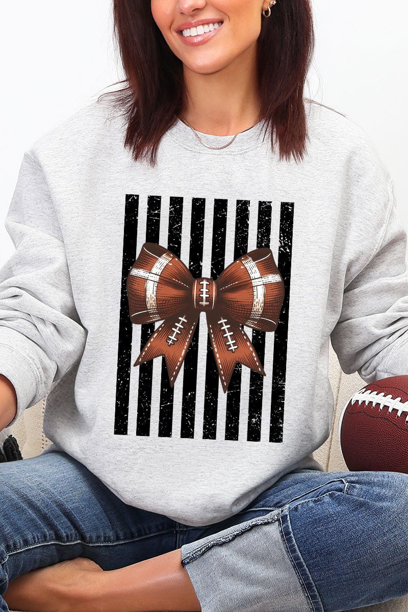 Black Varsity Bow Heavy Blend Crew Sweatshirt - Wholesale Accessory Market