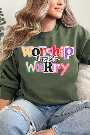 Bold Worship Through The Worry Heavy - weight Crew Sweatshirt - Wholesale Accessory Market