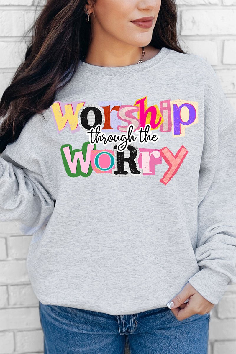 Bold Worship Through The Worry Heavy - weight Crew Sweatshirt - Wholesale Accessory Market