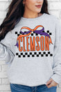 Bow Clemson Check Heavy - weight Crew Sweatshirt - Wholesale Accessory Market