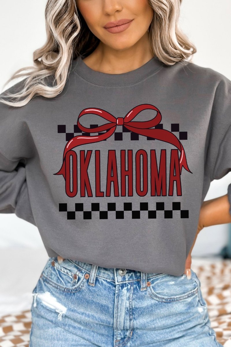 Bow Oklahoma Check Heavy - weight Crew Sweatshirt - Wholesale Accessory Market