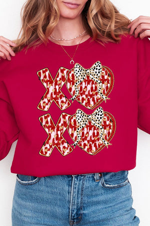 Brushed XOXO Love Heavy - weight Crew Sweatshirt - Wholesale Accessory Market