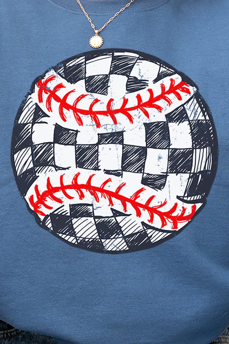 Checkerboard Pitch Heavy - weight Crew Sweatshirt - Wholesale Accessory Market