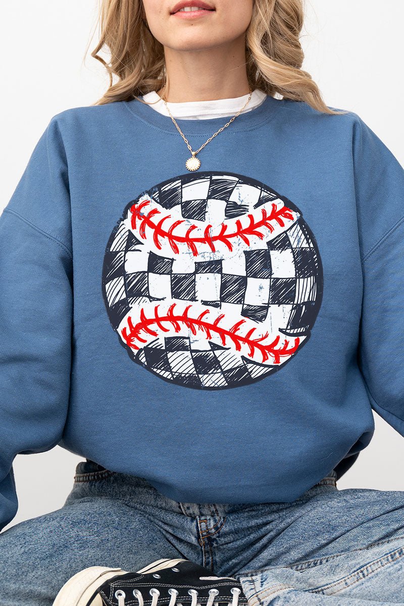 Checkerboard Pitch Heavy - weight Crew Sweatshirt - Wholesale Accessory Market