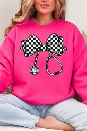 Checkered Black Stethoscope Heavy Blend Crew Sweatshirt - Wholesale Accessory Market