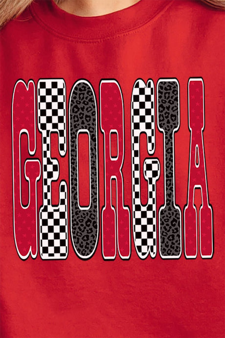 Checkered & Cheetah Georgia Heavy - weight Crew Sweatshirt - Wholesale Accessory Market