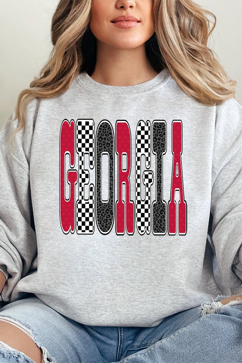 Checkered & Cheetah Georgia Heavy - weight Crew Sweatshirt - Wholesale Accessory Market