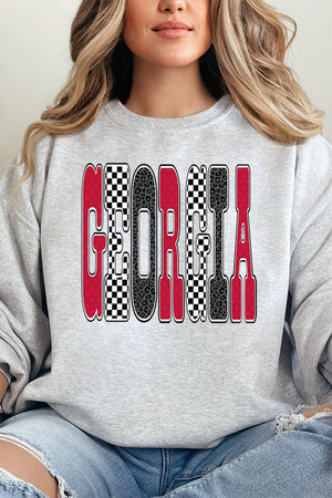 Checkered & Cheetah Georgia Heavy - weight Crew Sweatshirt - Wholesale Accessory Market