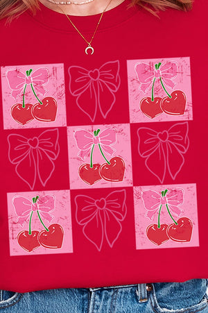 Cherry Love And Coquette Bows Heavy - weight Crew Sweatshirt - Wholesale Accessory Market