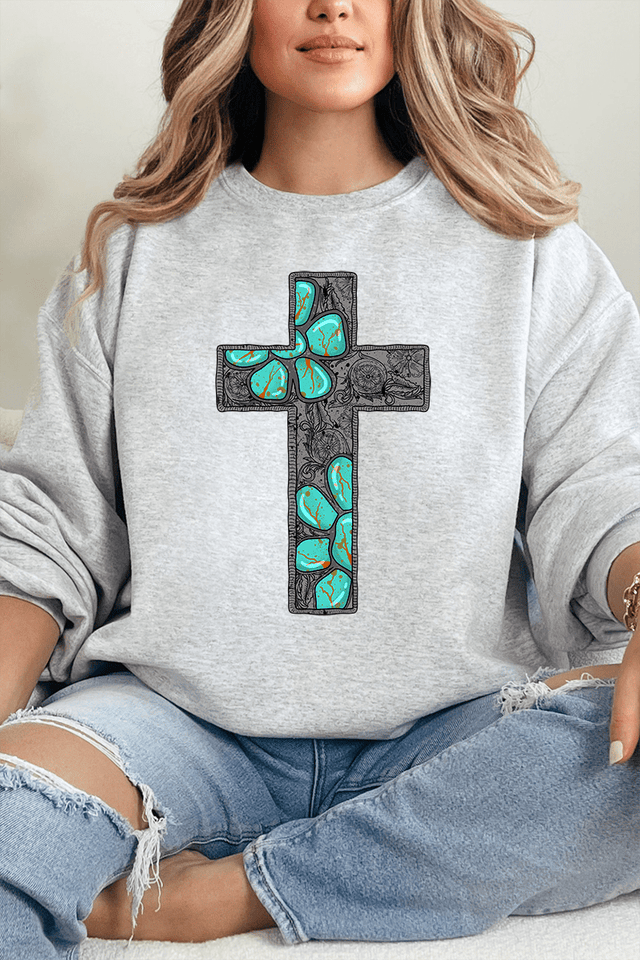 Concho Cross Heavy Blend Crew Sweatshirt - Wholesale Accessory Market