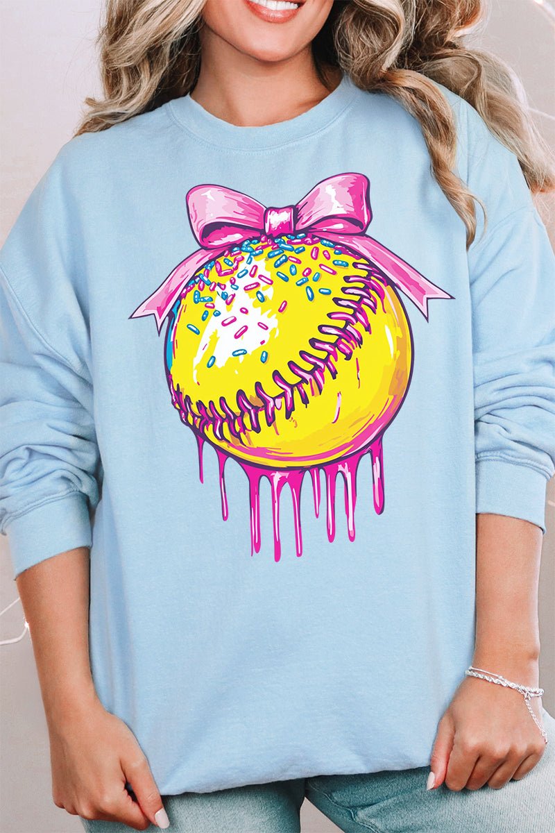 Coquette Drippy Softball Heavy - weight Crew Sweatshirt - Wholesale Accessory Market