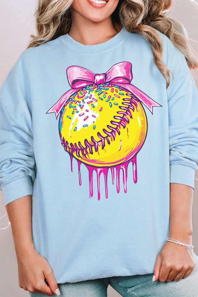 Coquette Drippy Softball Heavy - weight Crew Sweatshirt - Wholesale Accessory Market