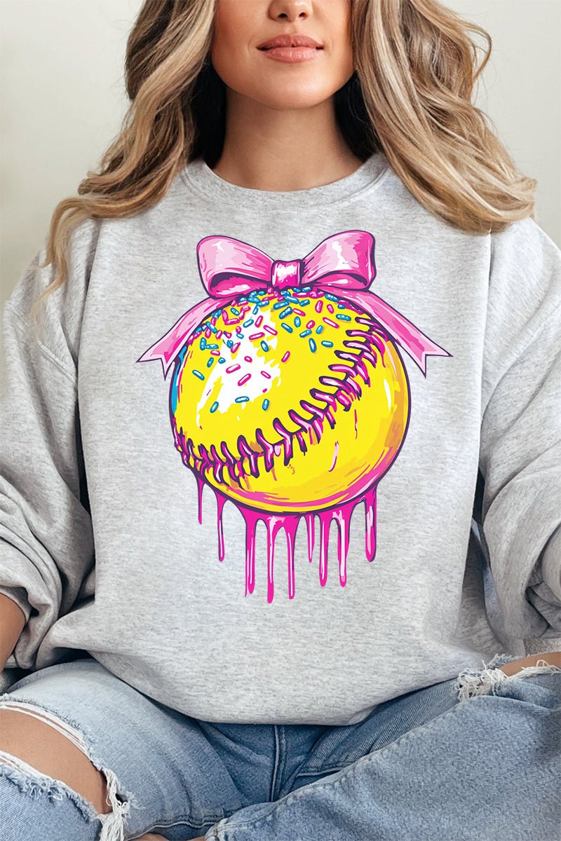Coquette Drippy Softball Heavy - weight Crew Sweatshirt - Wholesale Accessory Market