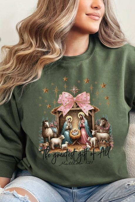 Coquette The Greatest Gift Of All Heavy - weight Crew Sweatshirt - Wholesale Accessory Market